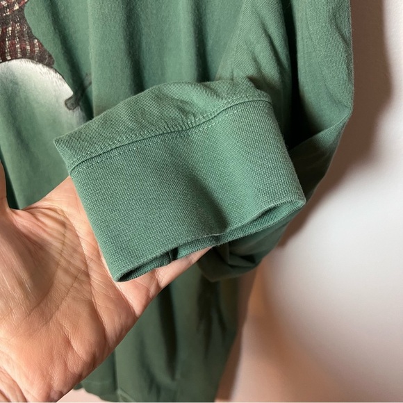 Snowman Peace Sign Long Sleeve Crusher Tee Men’s XL Life is Good Green T-Shirt - Picture 3 of 6